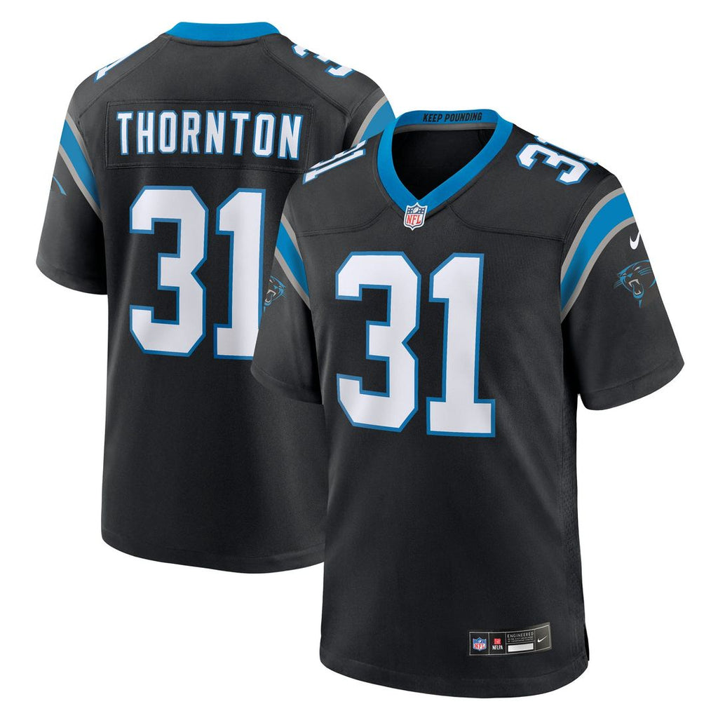Carolina Panthers Corey Thornton Black Team Game Jersey product image 1, provided for visual reference and product detail