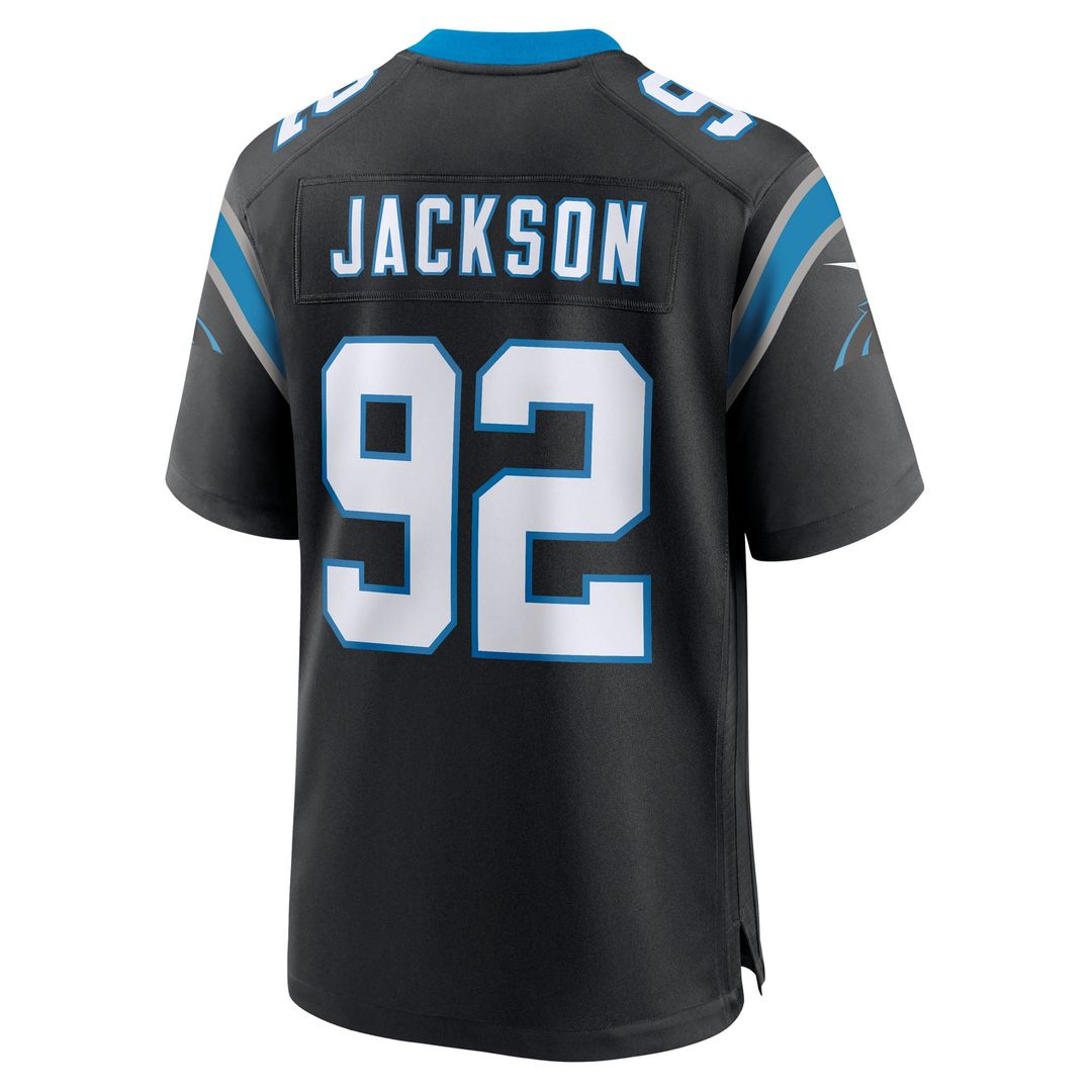Carolina Panthers Cam Jackson Black Team Game Jersey product image 3, provided for visual reference and product detail review