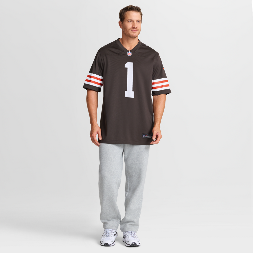 Cleveland Browns Number 1 Dad Brown Game Jersey product image 7, provided for visual reference and product detail review