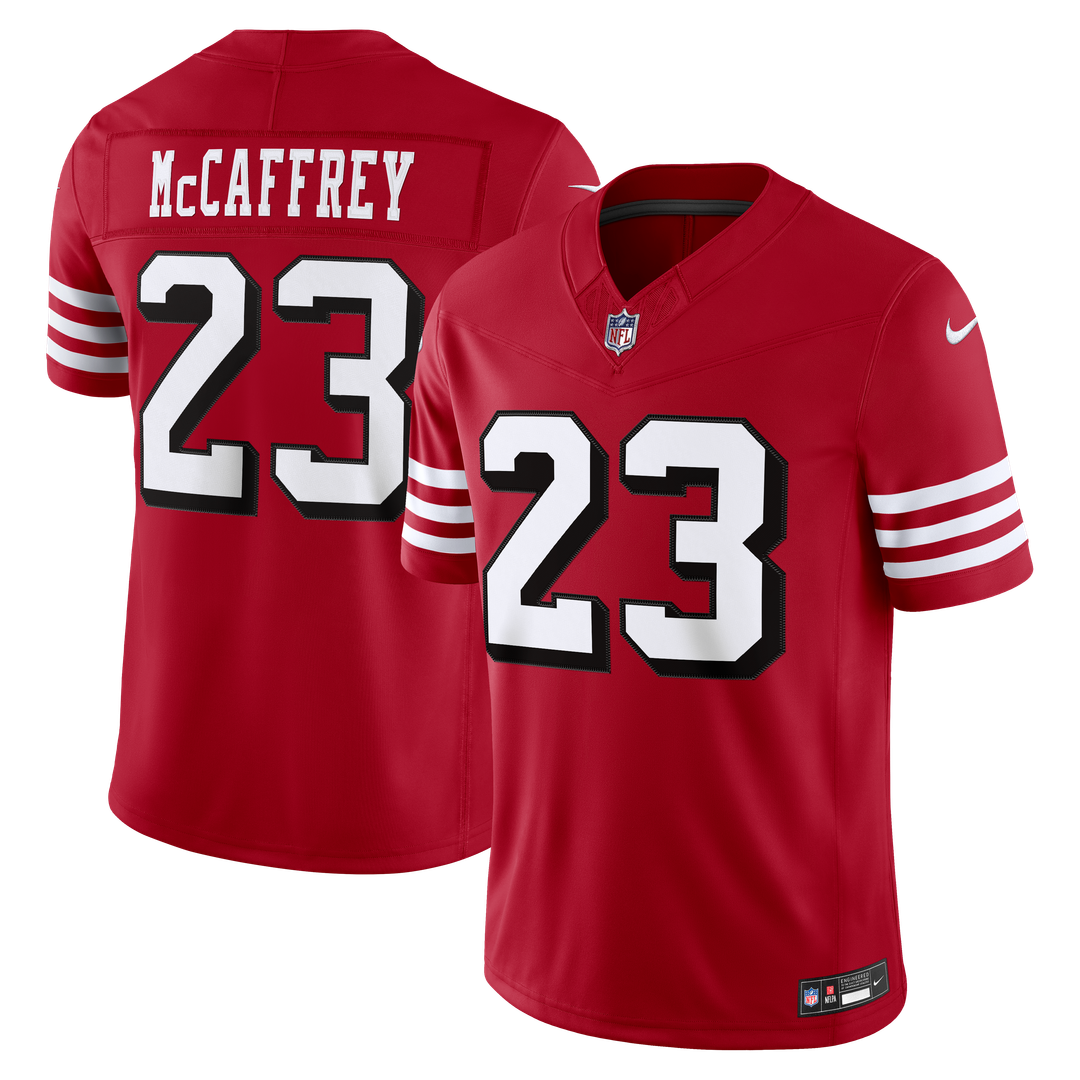 San Francisco 49ers Christian McCaffrey Scarlet Alternate Vapor F.U.S.E. Stitched Limited Jersey product image 1, provided