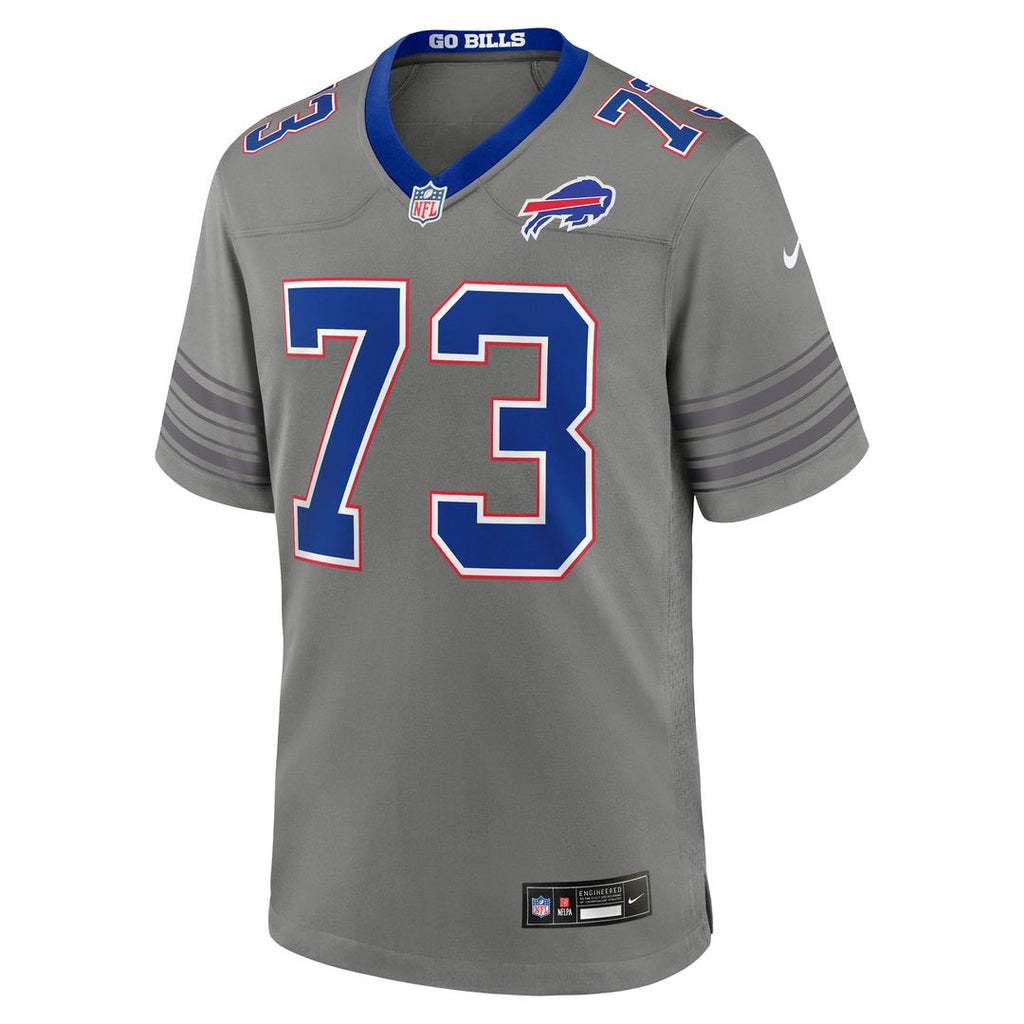 Buffalo Bills Dion Dawkins Gray Nickel City Game Jersey product image 2, provided for visual reference and product detail