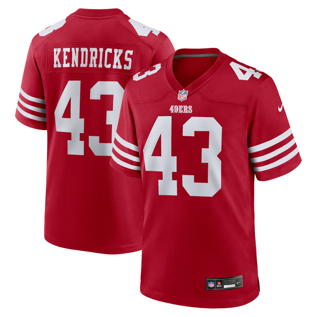 San Francisco 49ers Eric Kendricks Scarlet Team Game Jersey product image 1, provided for visual reference and product