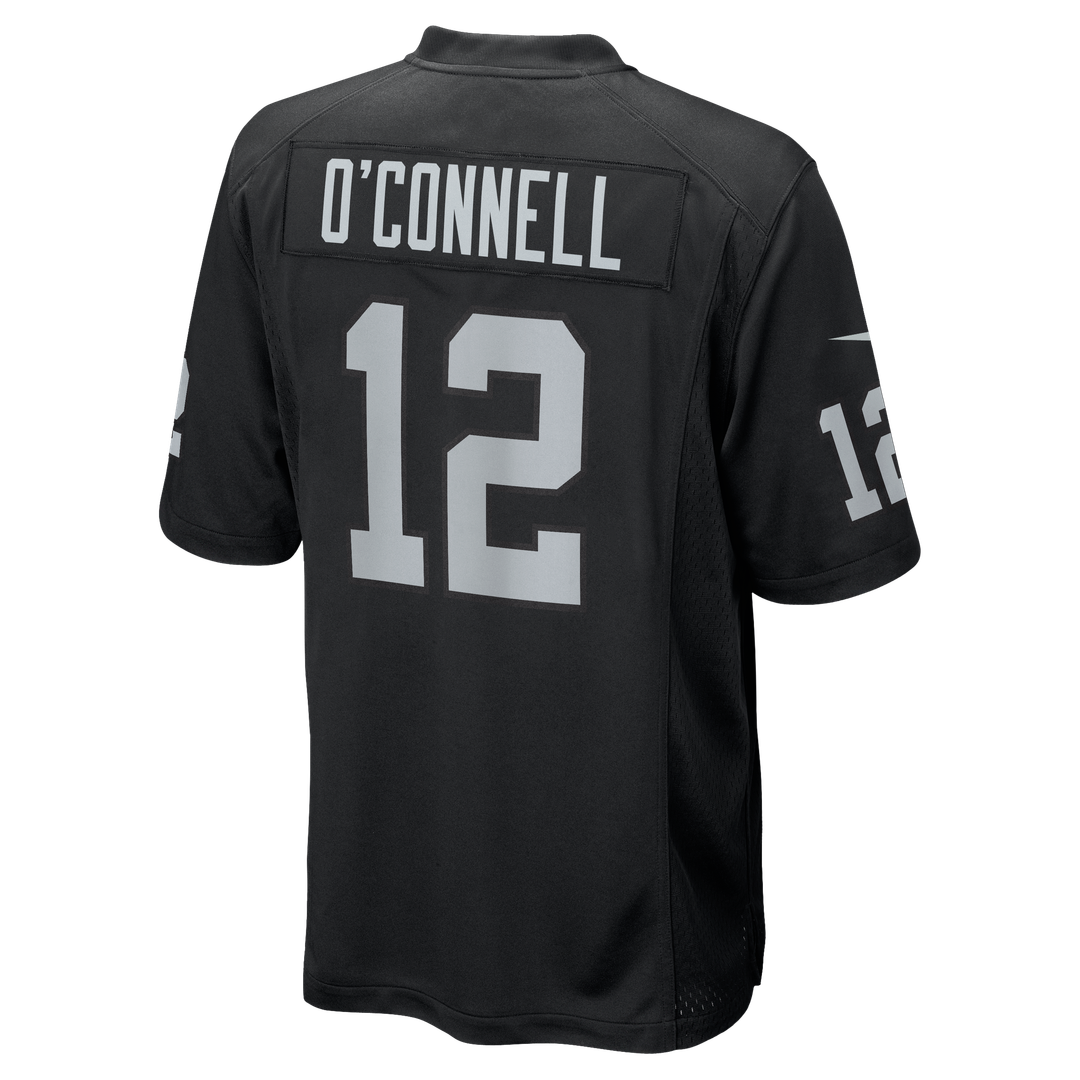 Las Vegas Raiders Aidan O'Connell Black Team Game Jersey product image 3, provided for visual reference and product detail