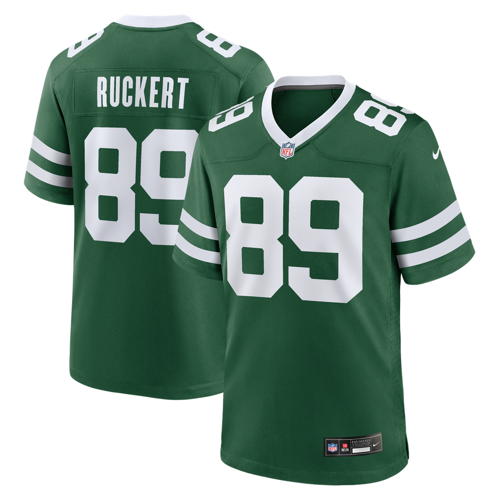 New York Jets Jeremy Ruckert Legacy Green Team Game Jersey product image 1, provided for visual reference and product detail