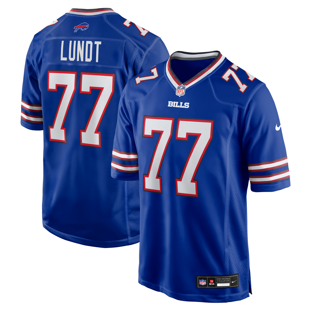Buffalo Bills Chase Lundt Royal Team Game Jersey product image 1, provided for visual reference and product detail review