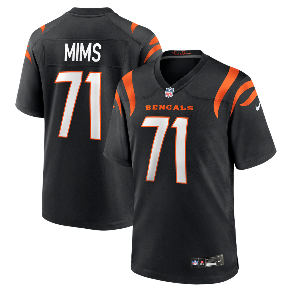 Cincinnati Bengals Amarius Mims Black Player Game Jersey product image 1, provided for visual reference and product detail