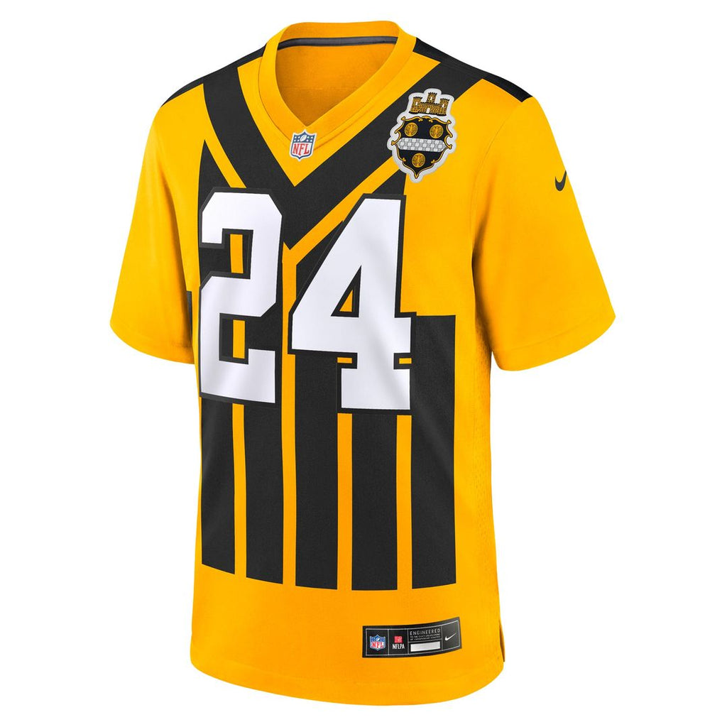 Pittsburgh Steelers Joey Porter Jr. Gold Alternate 1933 Throwback Game Jersey product image 5, provided for visual reference