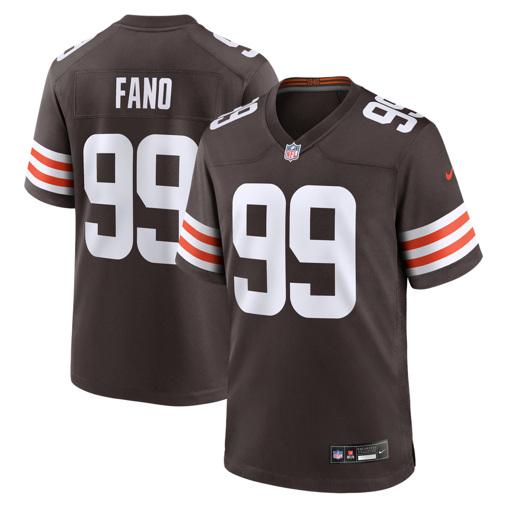 Cleveland Browns Logan Fano Brown Team Game Jersey product image 1, provided for visual reference and product detail review