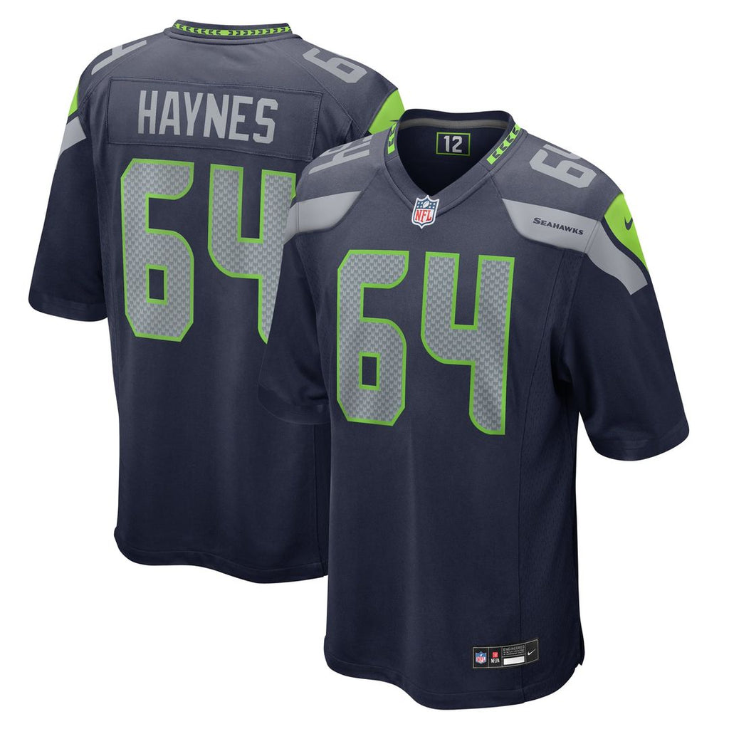 Seattle Seahawks Christian Haynes College Navy Game Jersey product image 1, provided for visual reference and product detail
