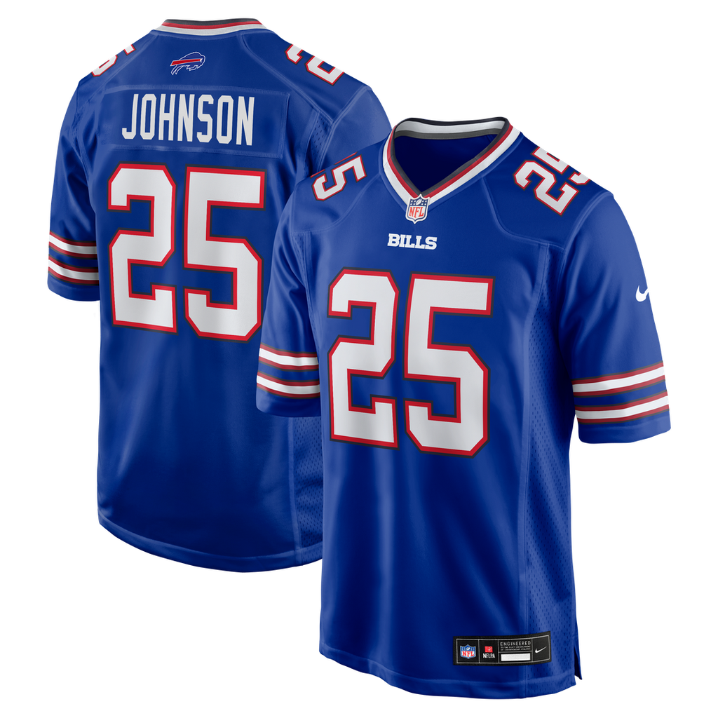 Buffalo Bills Ty Johnson Royal Team Game Jersey product image 1, provided for visual reference and product detail review