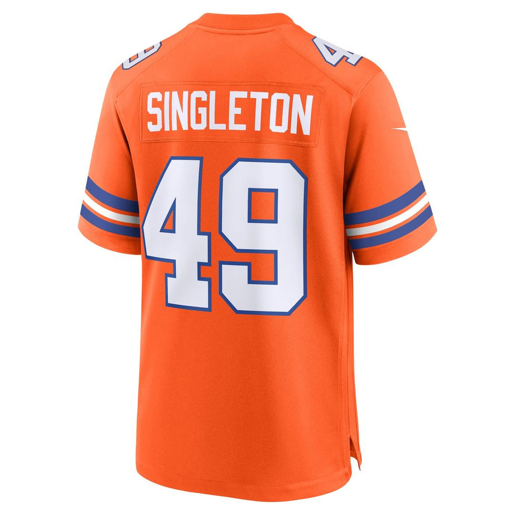 Denver Broncos Alex Singleton Orange Alternate Game Jersey product image 3, provided for visual reference and product detail