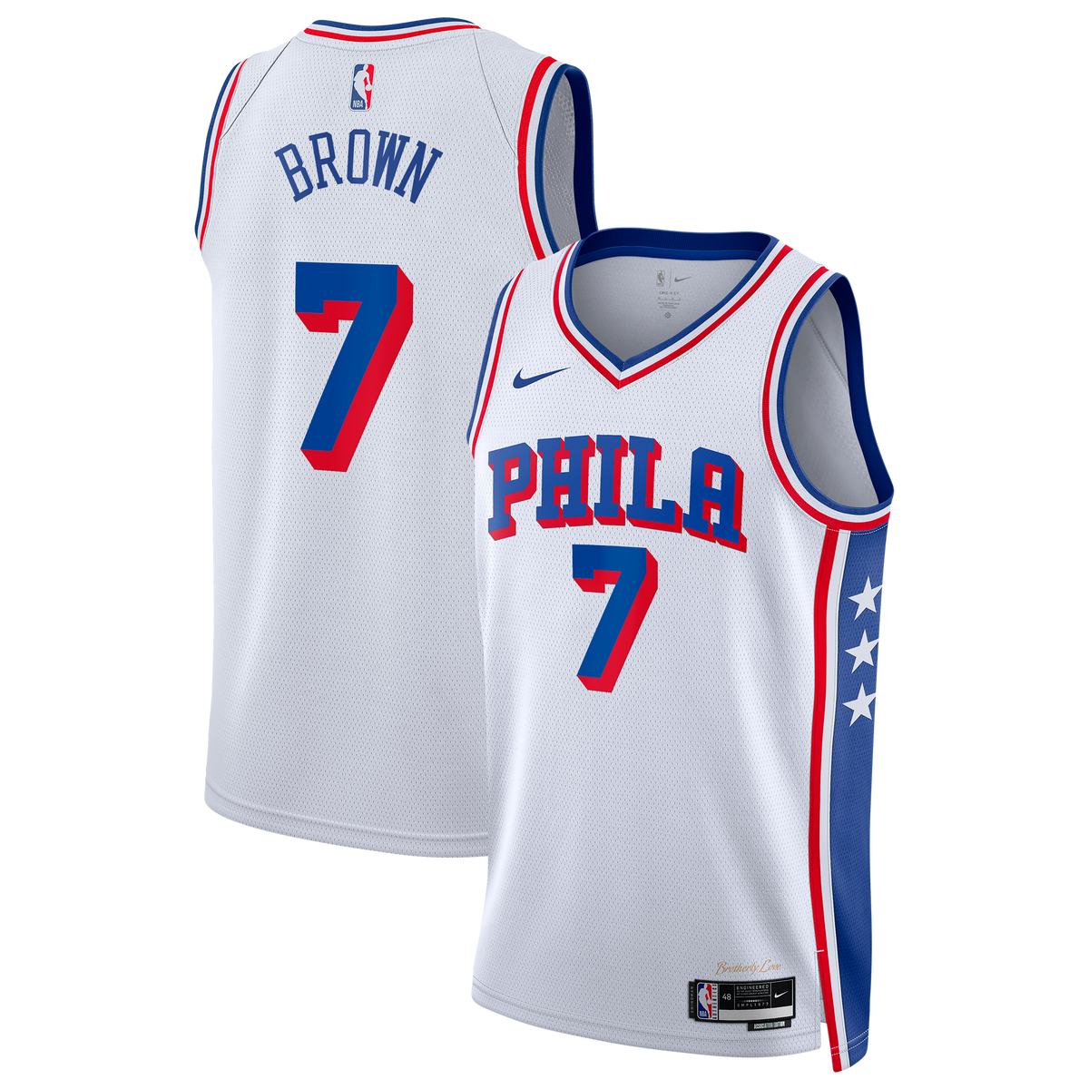 Philadelphia 76ers Association Edition Swingman Basketball Jersey - White - Jaylen Brown - Unisex product image 1, provided