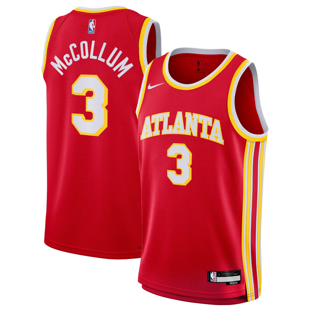 CJ McCollum Atlanta Hawks Icon Edition Swingman Jersey - Red - Youth product image 1, provided for visual reference and