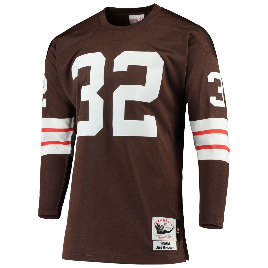 Cleveland Browns 1964 Jim Brown Brown Authentic Throwback Retired Player Jersey product image 2, provided for visual