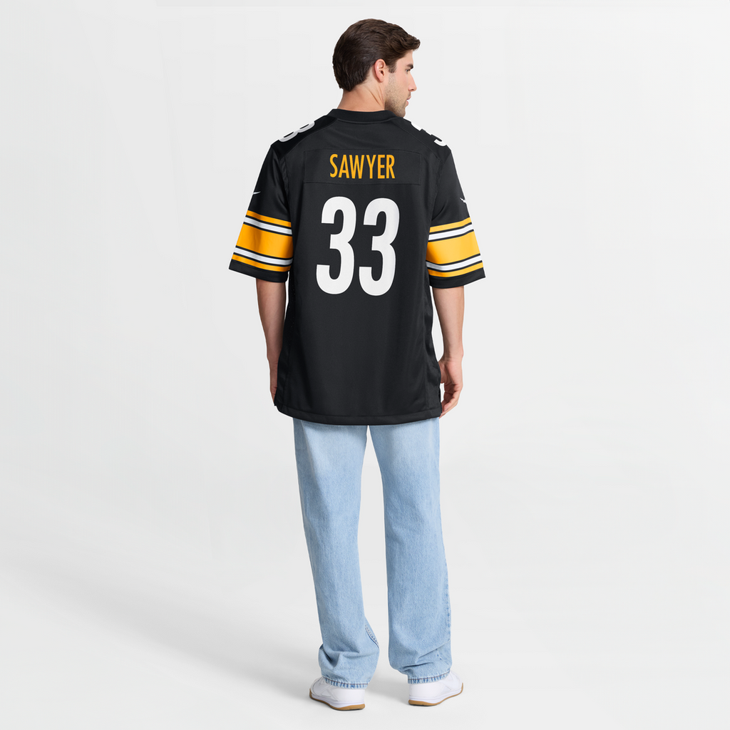 Pittsburgh Steelers Jack Sawyer Black Team Game Jersey product image 5, provided for visual reference and product detail
