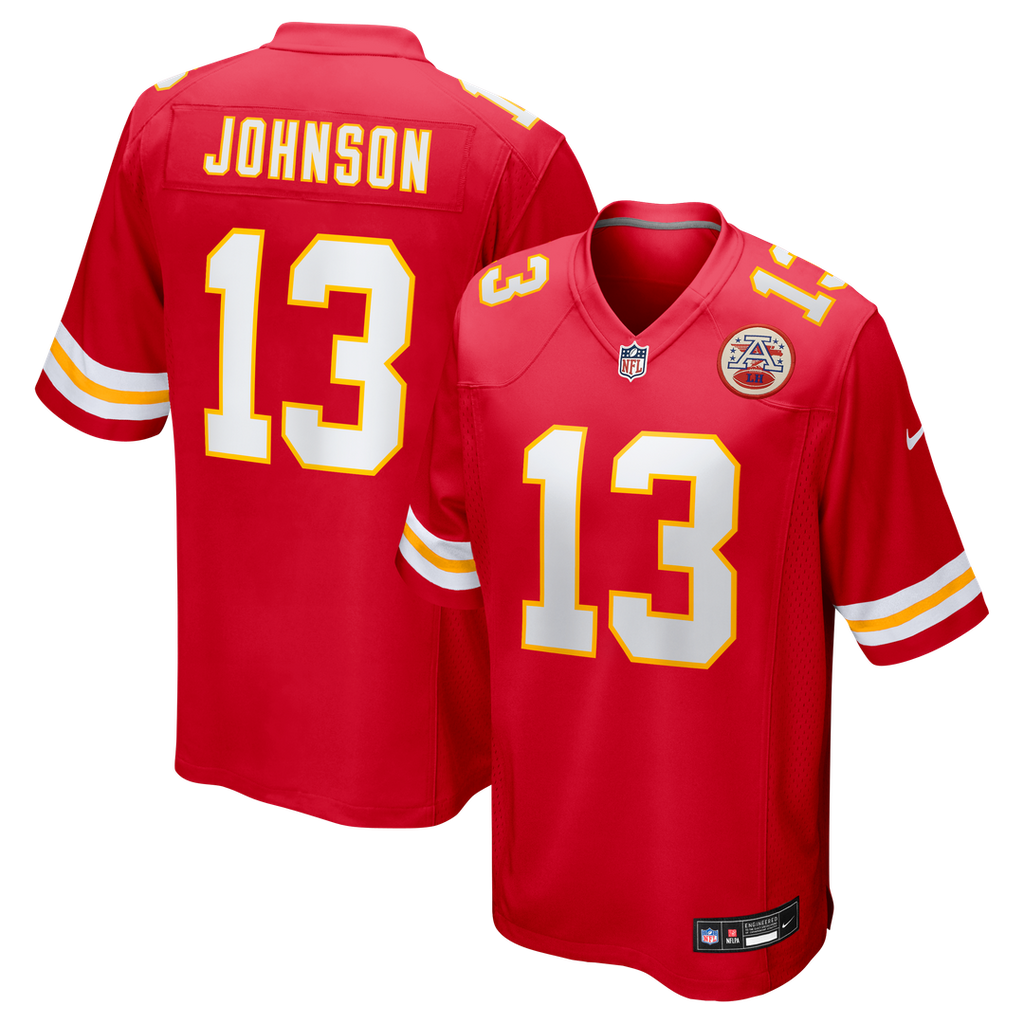 Kansas City Chiefs Nazeeh Johnson Red Game Player Jersey product image 1, provided for visual reference and product detail