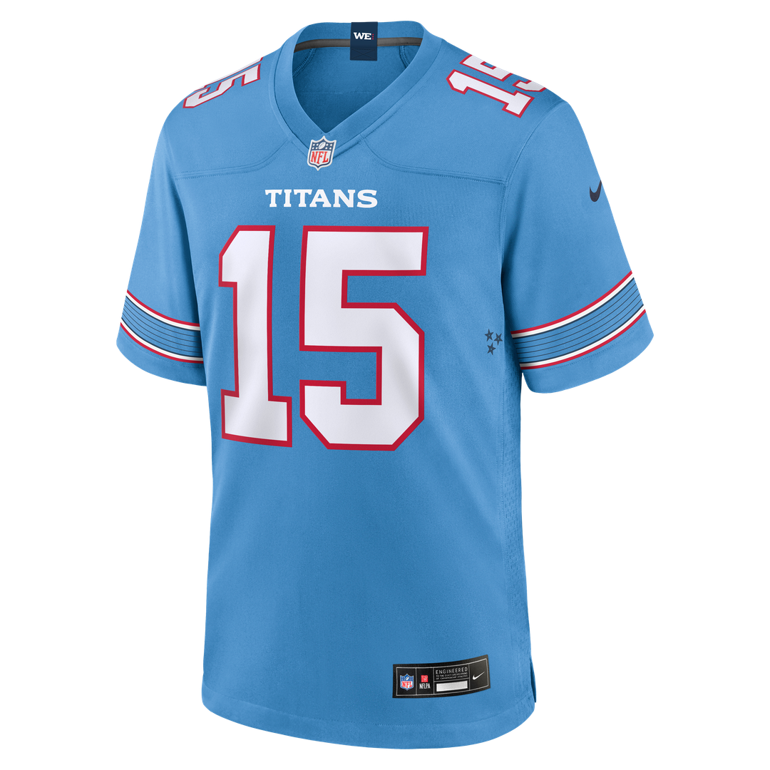 Tennessee Titans Keldric Faulk Light Blue Team Game Jersey product image 2, provided for visual reference and product detail