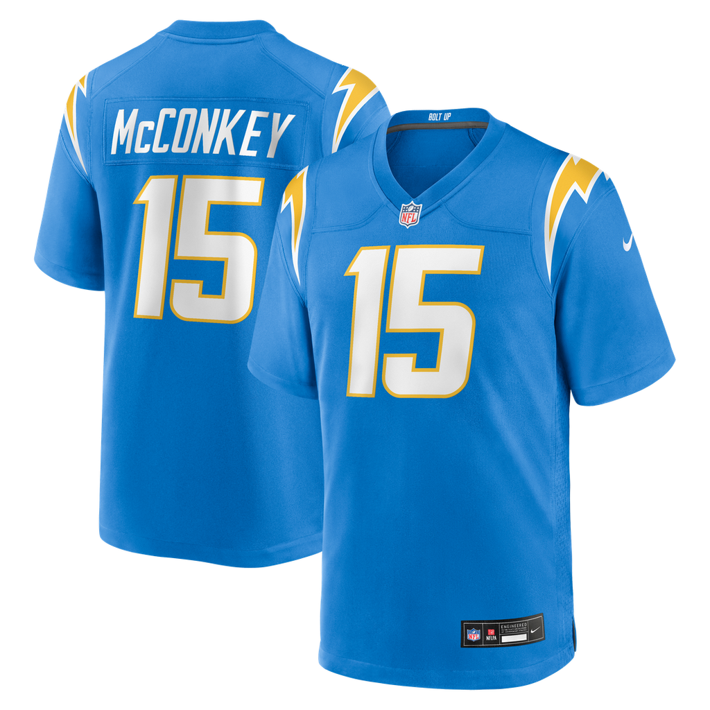 Los Angeles Chargers Ladd McConkey Powder Blue Player Game Jersey product image 9, provided for visual reference and product