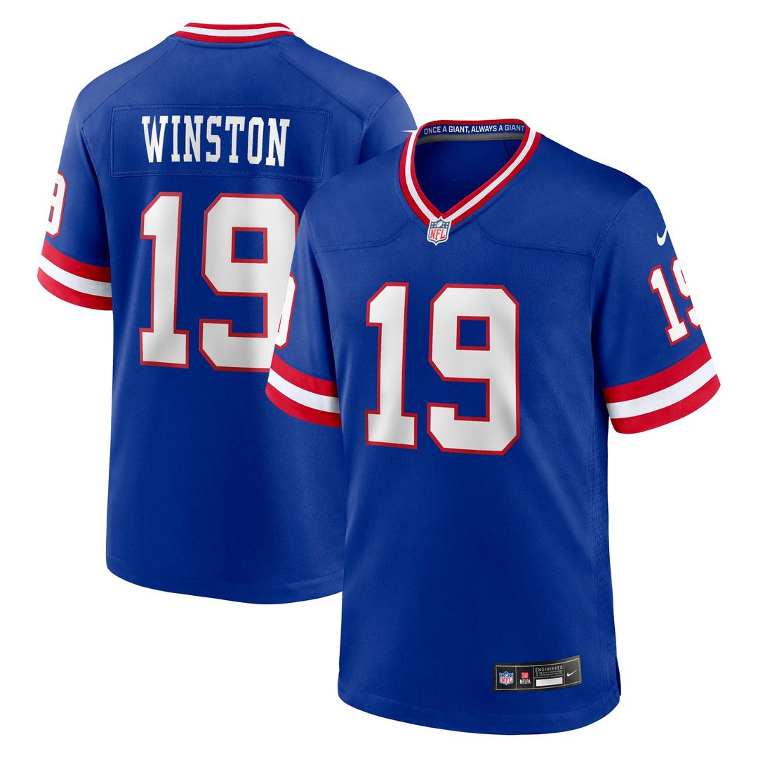New York Giants Jameis Winston Royal Alternate 2 Game Jersey product image 1, provided for visual reference and product