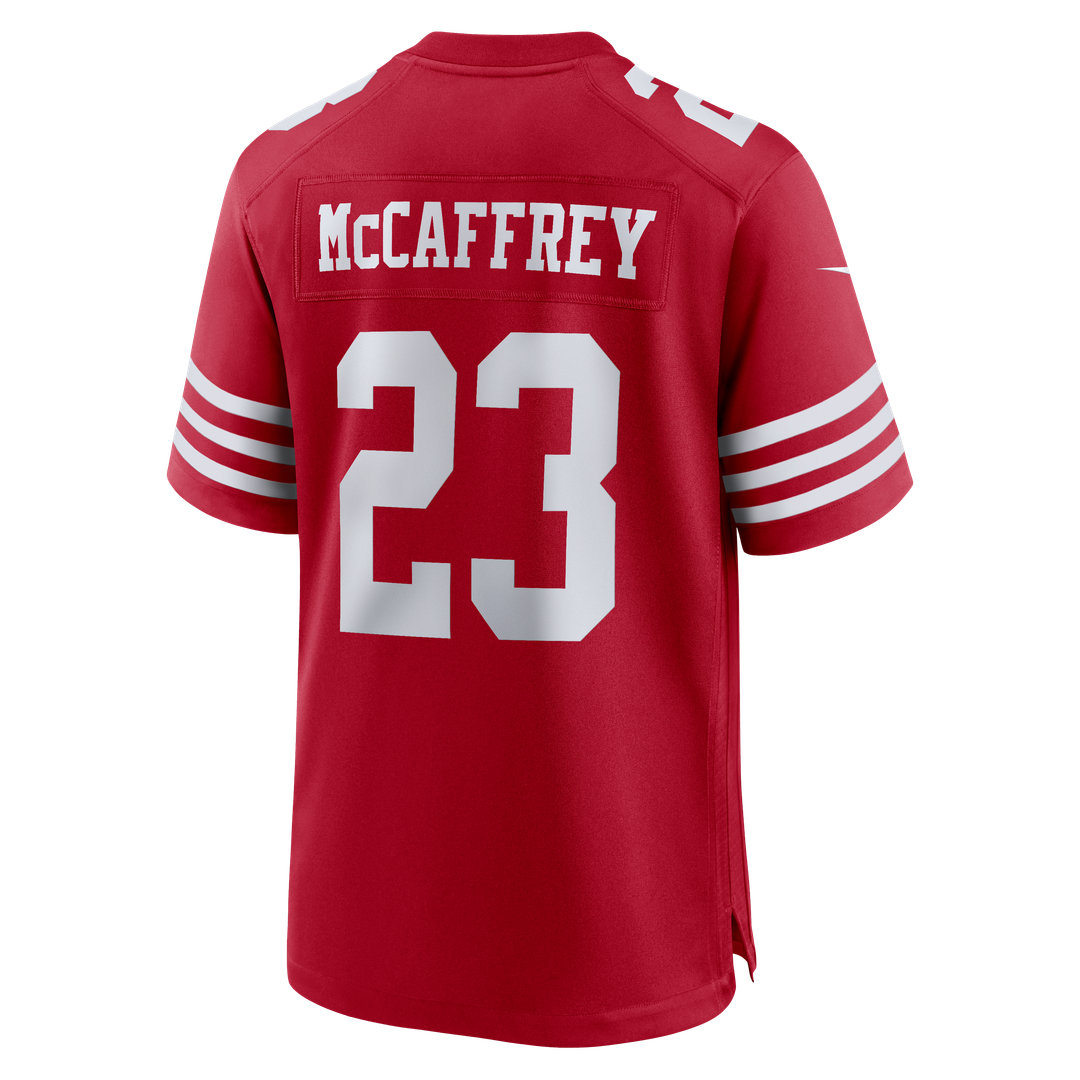 San Francisco 49ers Christian McCaffrey White 80th Anniversary Game Jersey product image 9, provided for visual reference