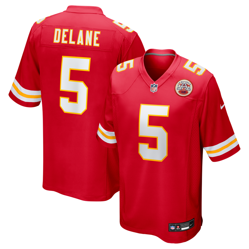 Kansas City Chiefs Mansoor Delane Red Team Game Jersey product image 1, provided for visual reference and product detail