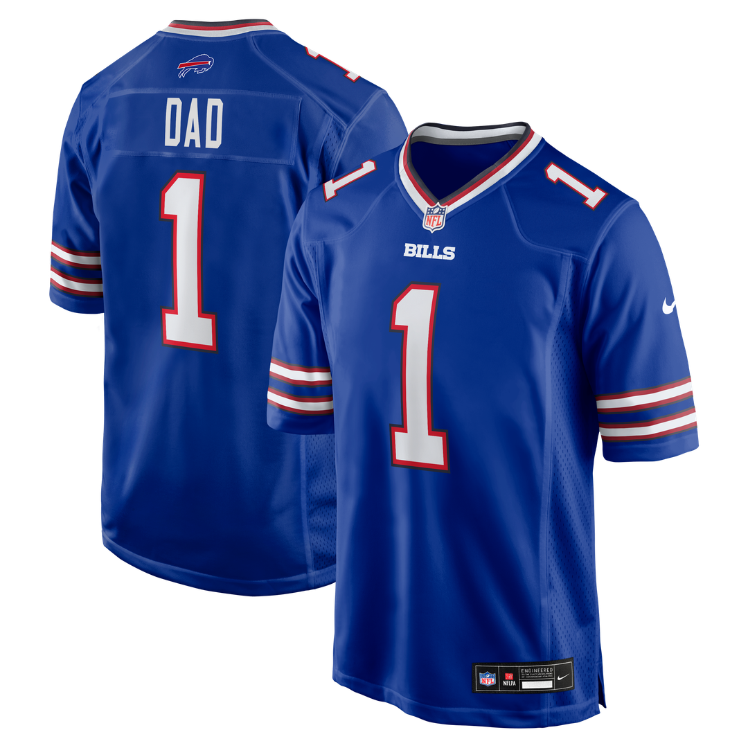 Buffalo Bills Number 1 Dad Royal Game Jersey product image 1, provided for visual reference and product detail review