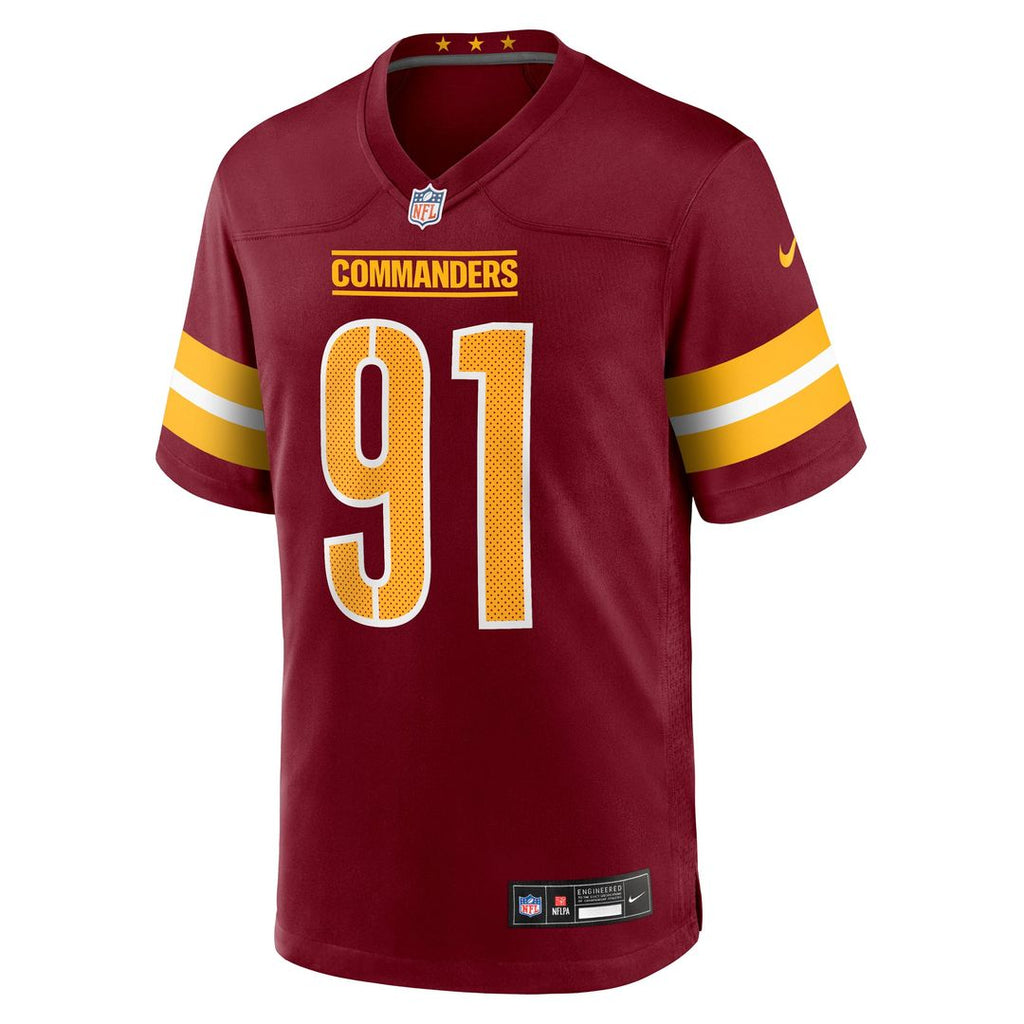 Washington Commanders Deatrich Wise Jr. Burgundy Team Game Jersey product image 2, provided for visual reference and product
