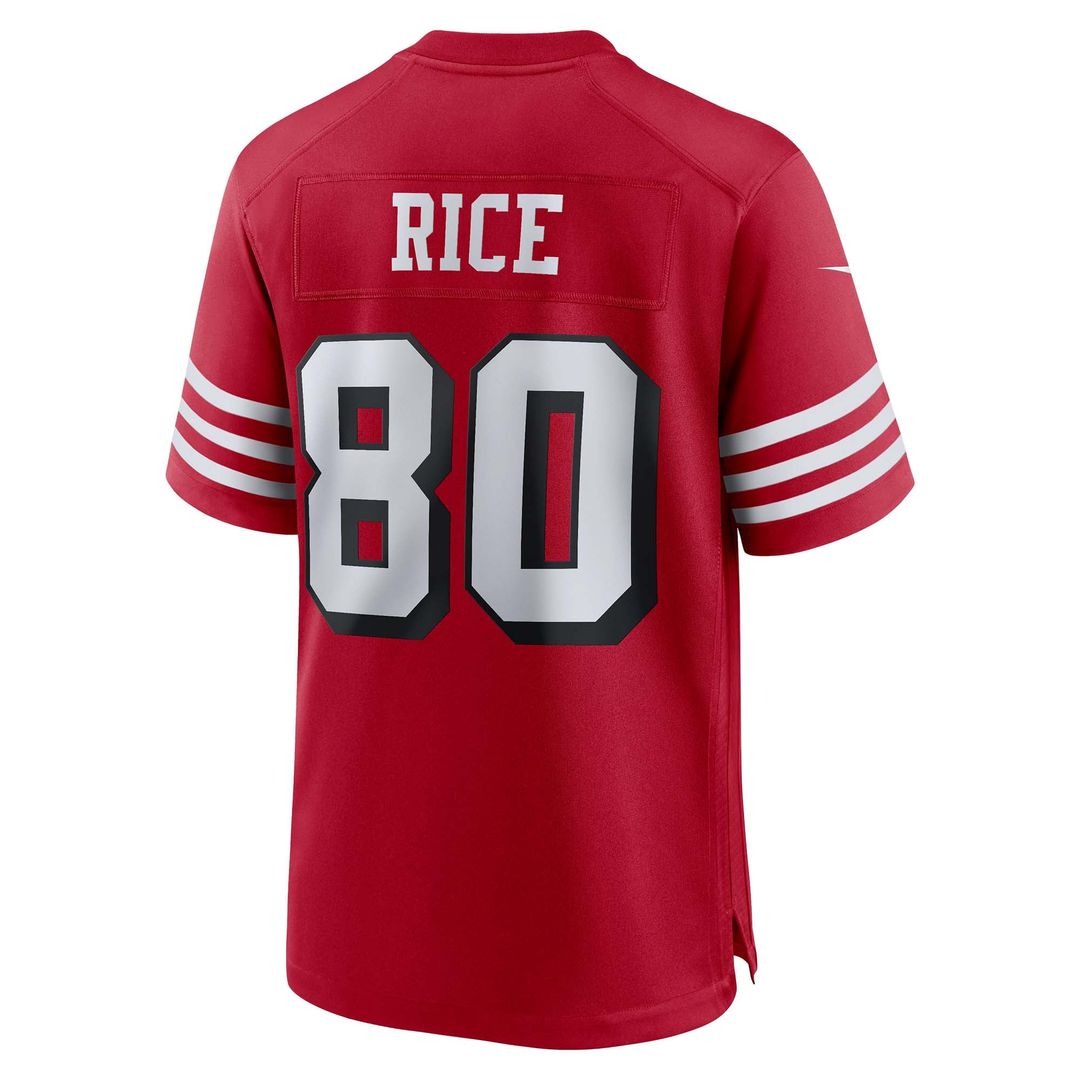 San Francisco 49ers Jerry Rice Scarlet Retired Player Alternate Game Jersey product image 9, provided for visual reference