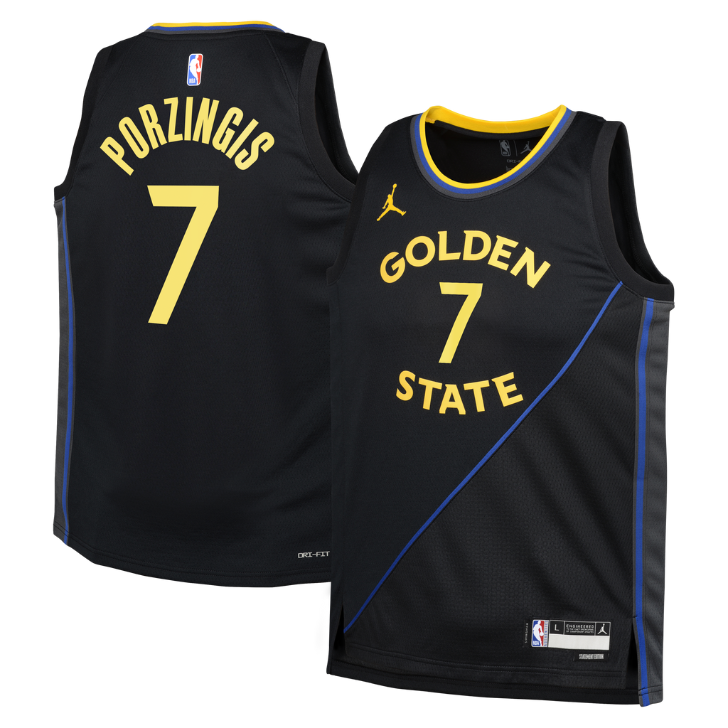 Kristaps Porziņģis Golden State Warriors Statement Edition Swingman Jersey - Black - Youth product image 2, provided for