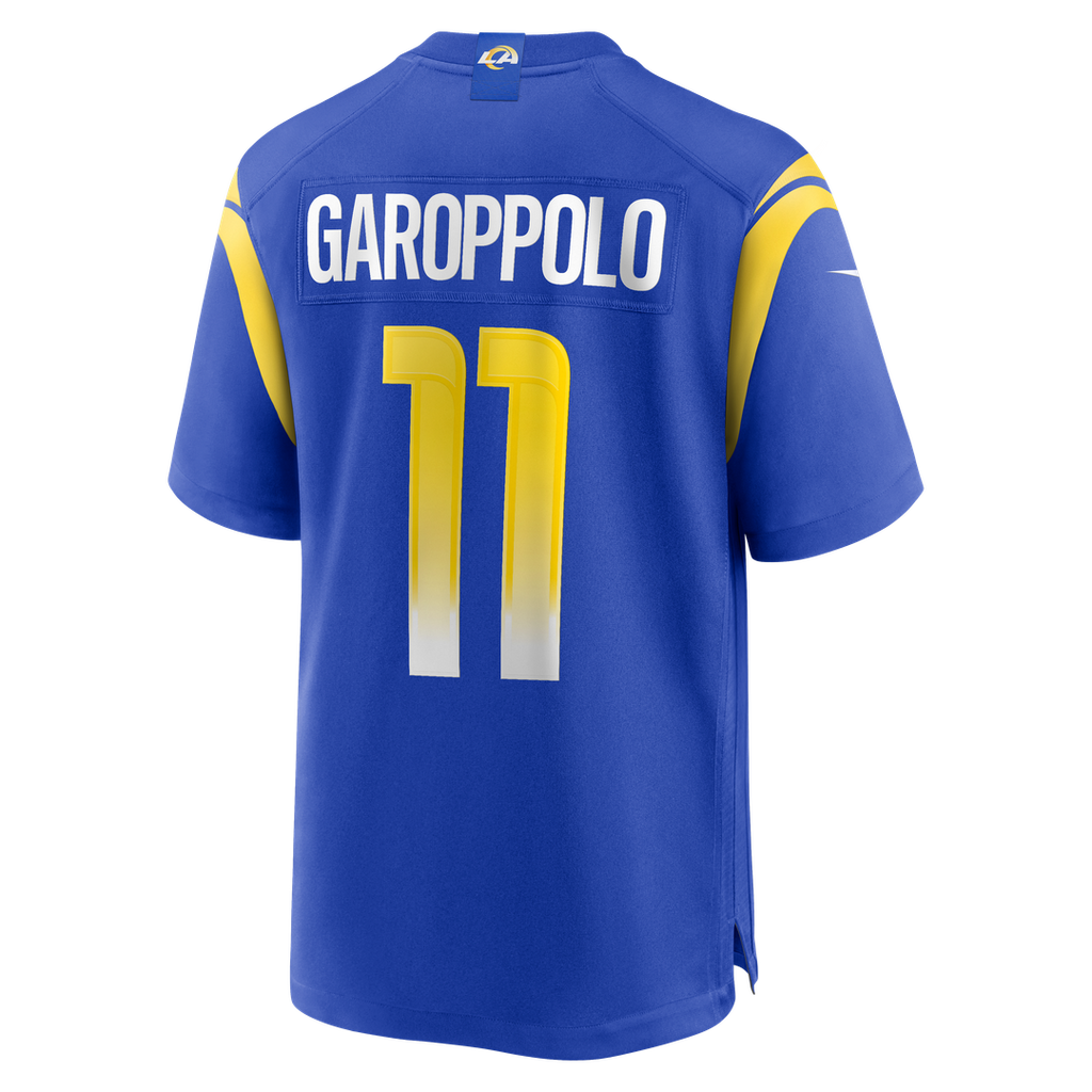 Los Angeles Rams Jimmy Garoppolo Royal Game Jersey product image 3, provided for visual reference and product detail review