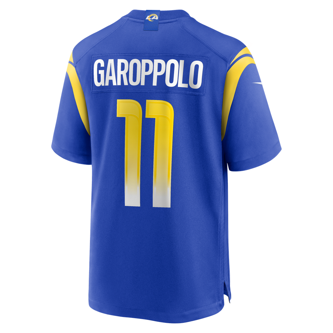 Los Angeles Rams Jimmy Garoppolo Royal Game Jersey product image 3, provided for visual reference and product detail review