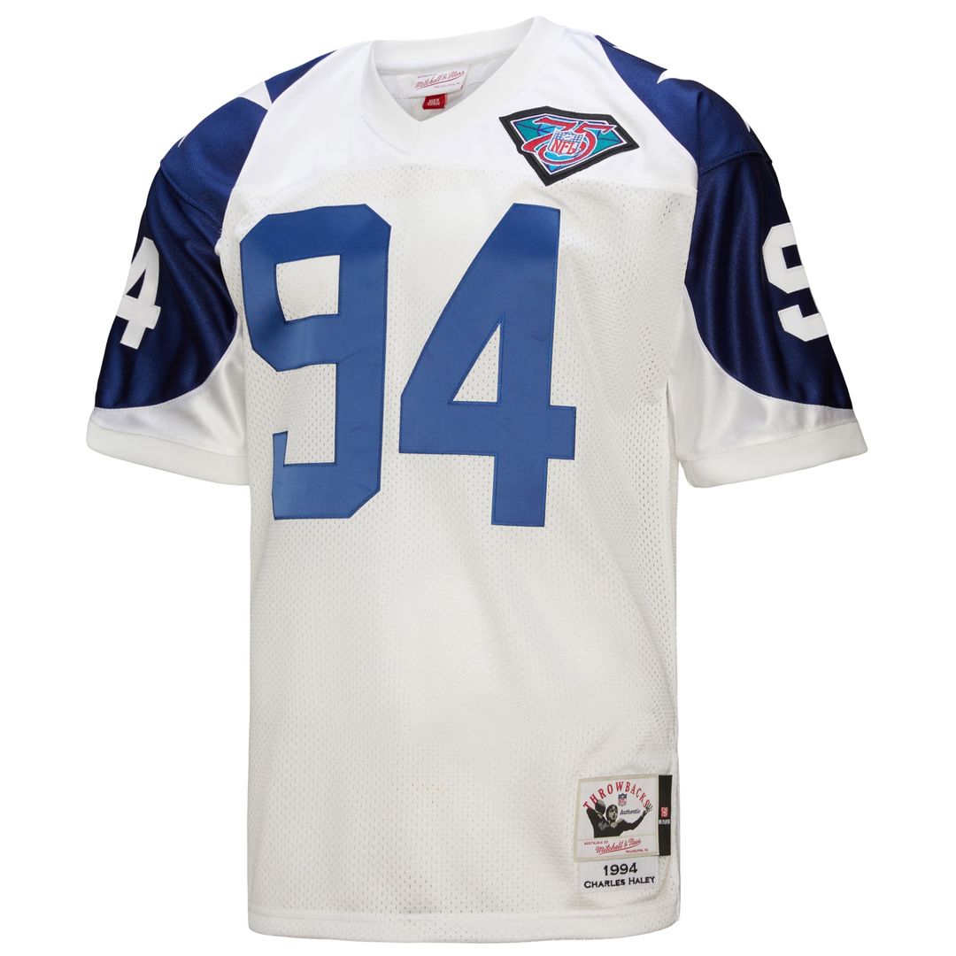Dallas Cowboys 1994 Charles Haley White Authentic Throwback Retired Player Jersey product image 2, provided for visual
