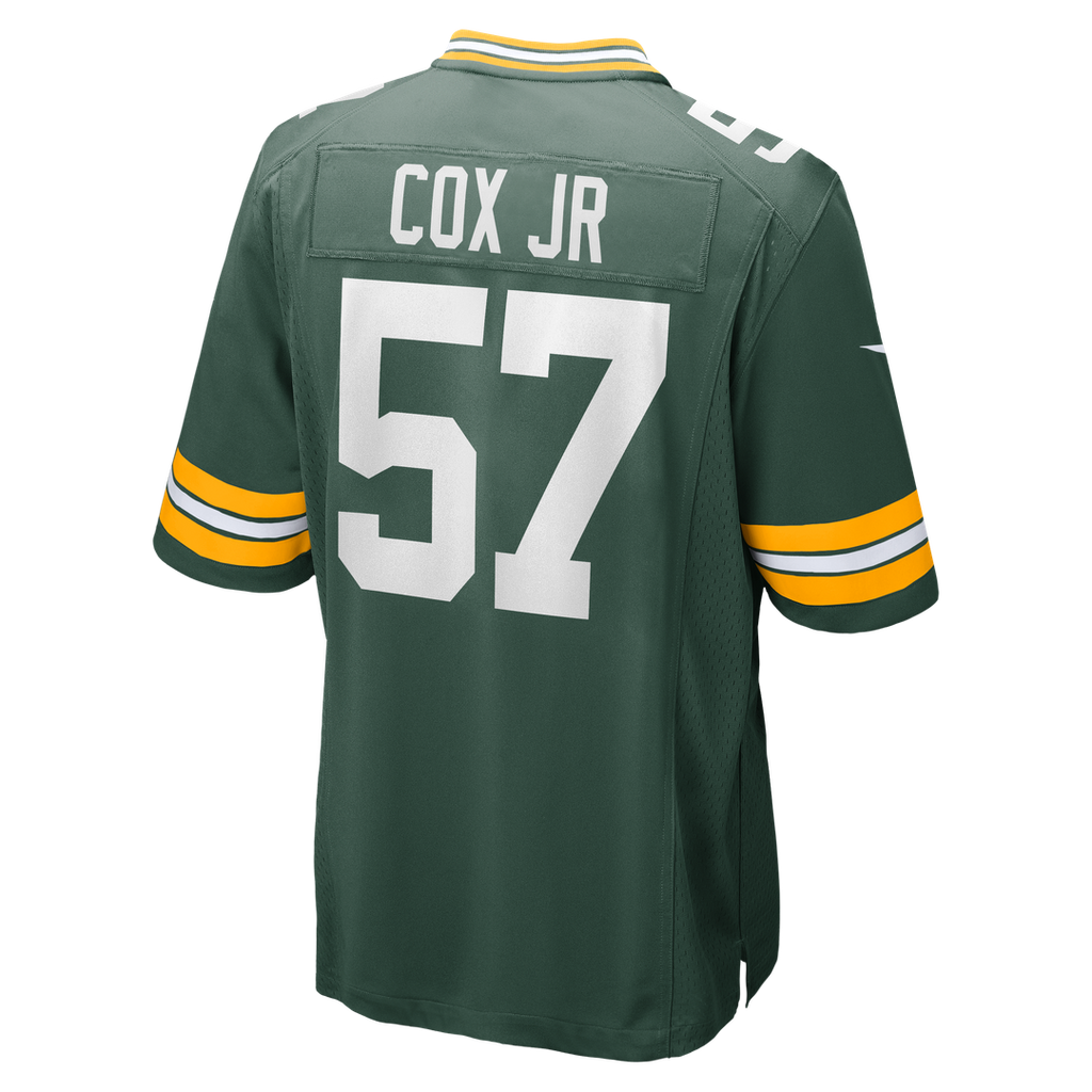 Green Bay Packers Brenton Cox Jr. Green Game Jersey product image 3, provided for visual reference and product detail review