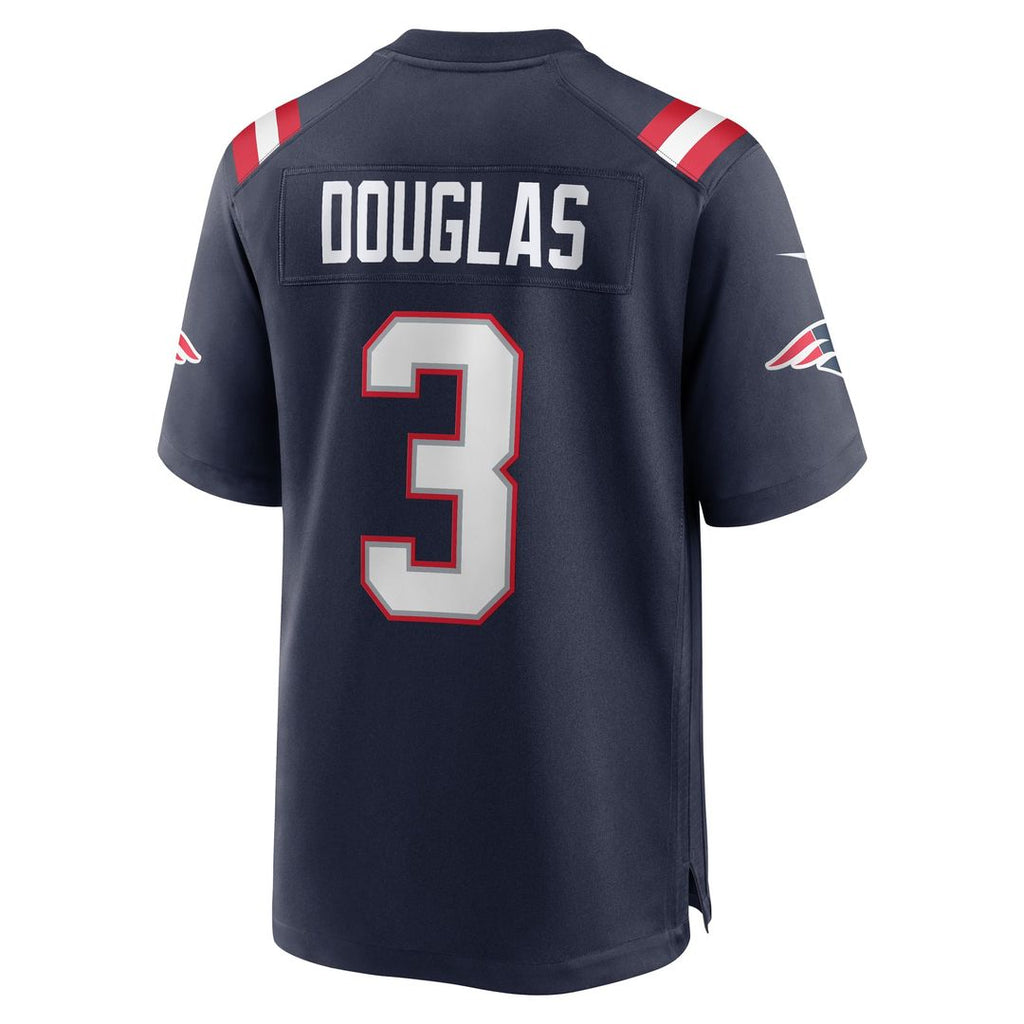 New England Patriots Demario Douglas Navy Game Jersey product image 3, provided for visual reference and product detail