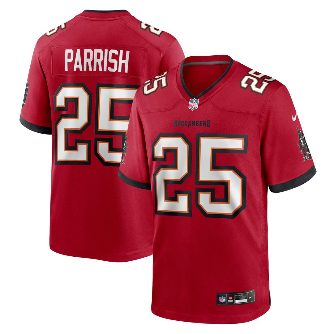 Tampa Bay Buccaneers Jacob Parrish Red Team Game Jersey product image 1, provided for visual reference and product detail