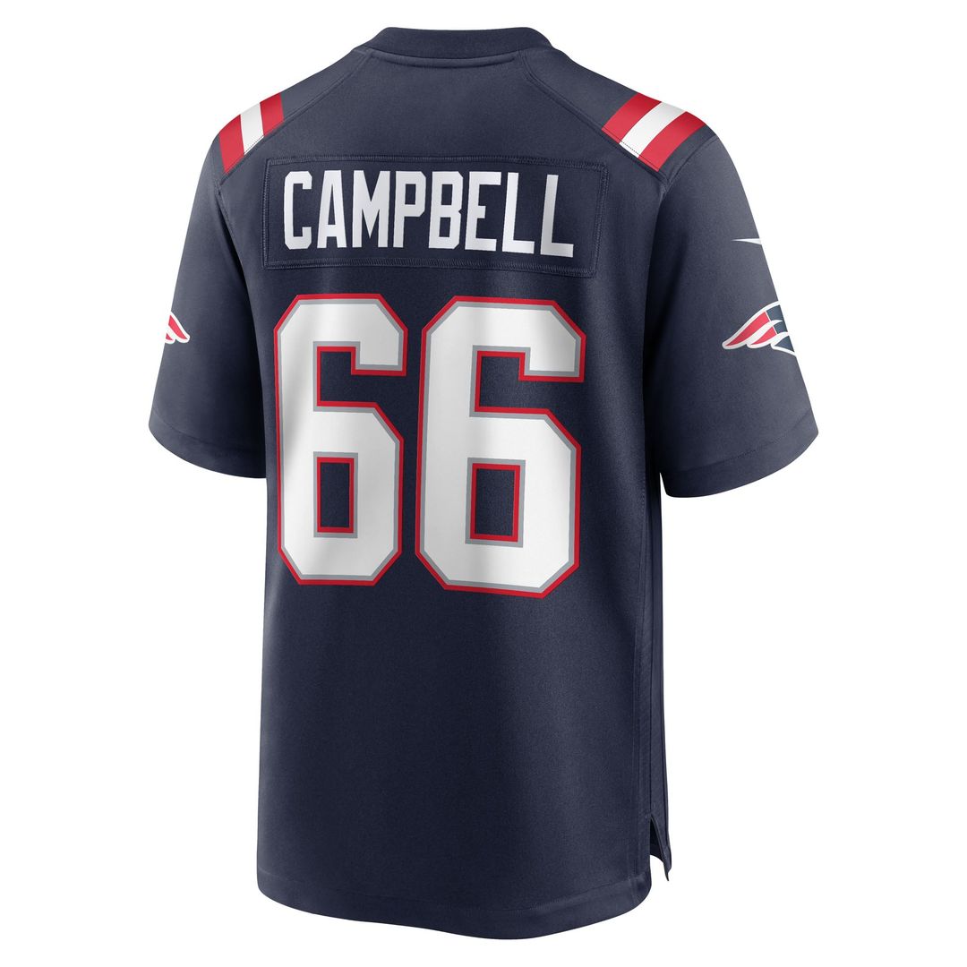 New England Patriots Will Campbell Navy Team Game Jersey product image 3, provided for visual reference and product detail