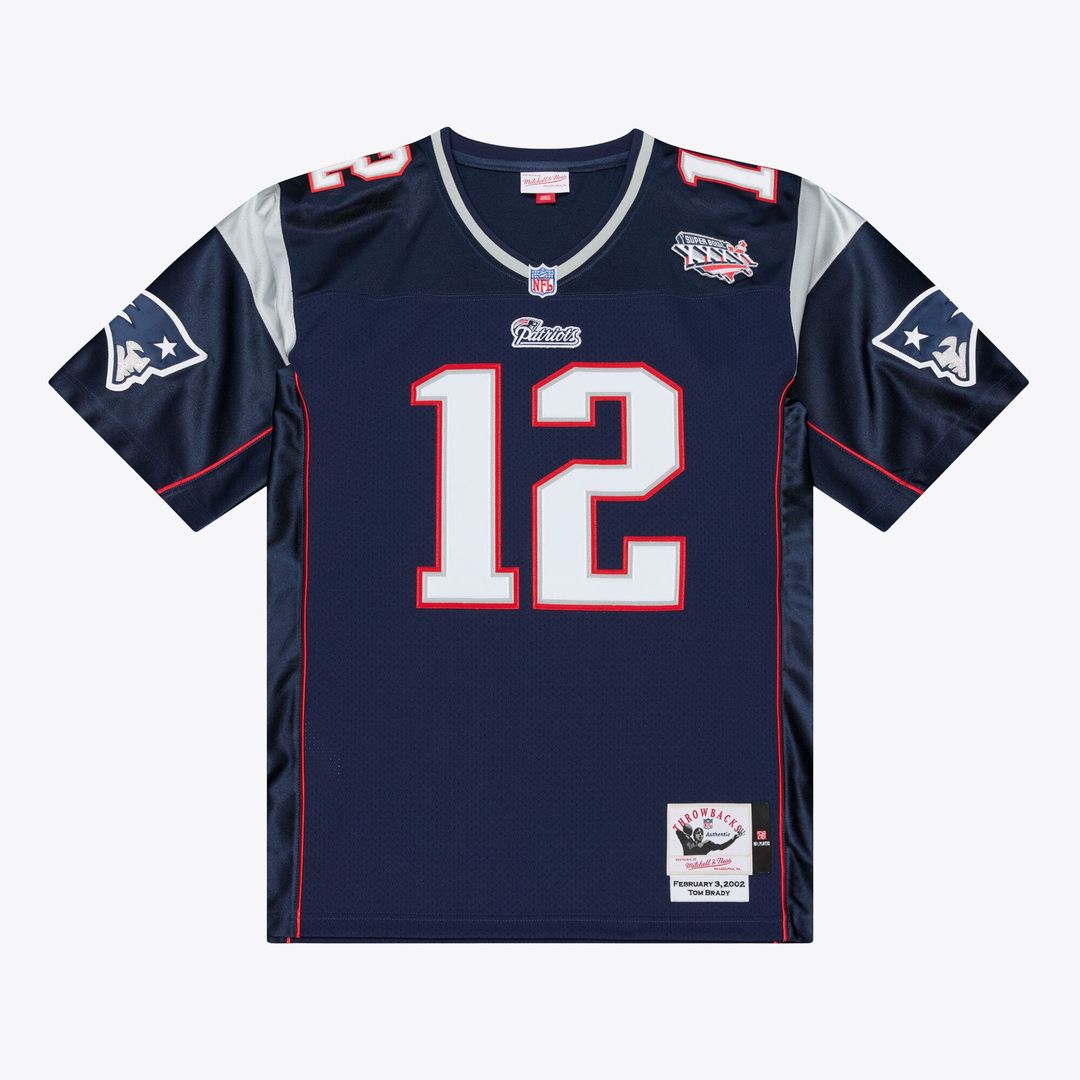 New England Patriots Tom Brady Navy Super Bowl XXXVI Authentic Throwback Jersey product image 11, provided for visual