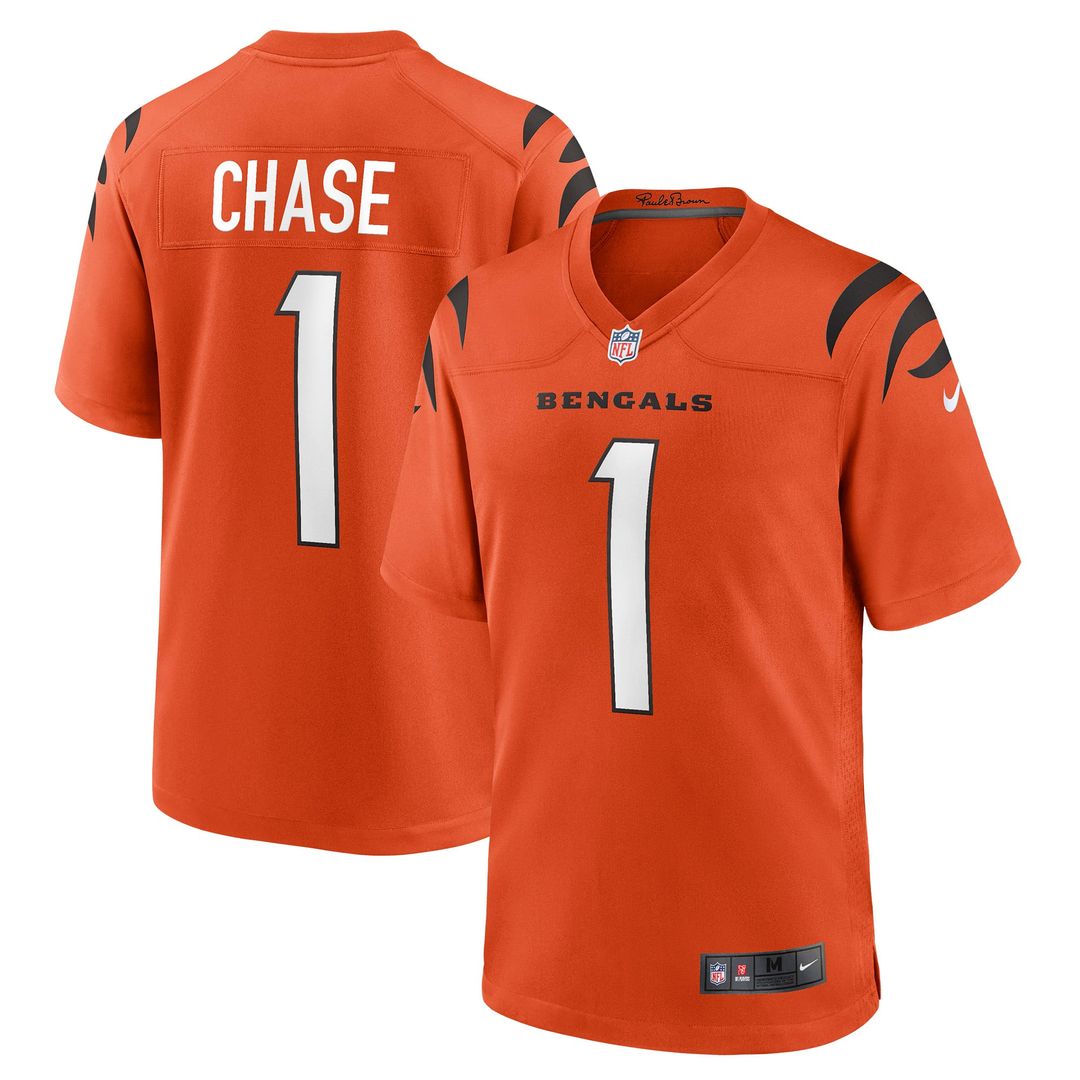 Cincinnati Bengals Ja'Marr Chase Orange Alternate Game Jersey product image 7, provided for visual reference and product