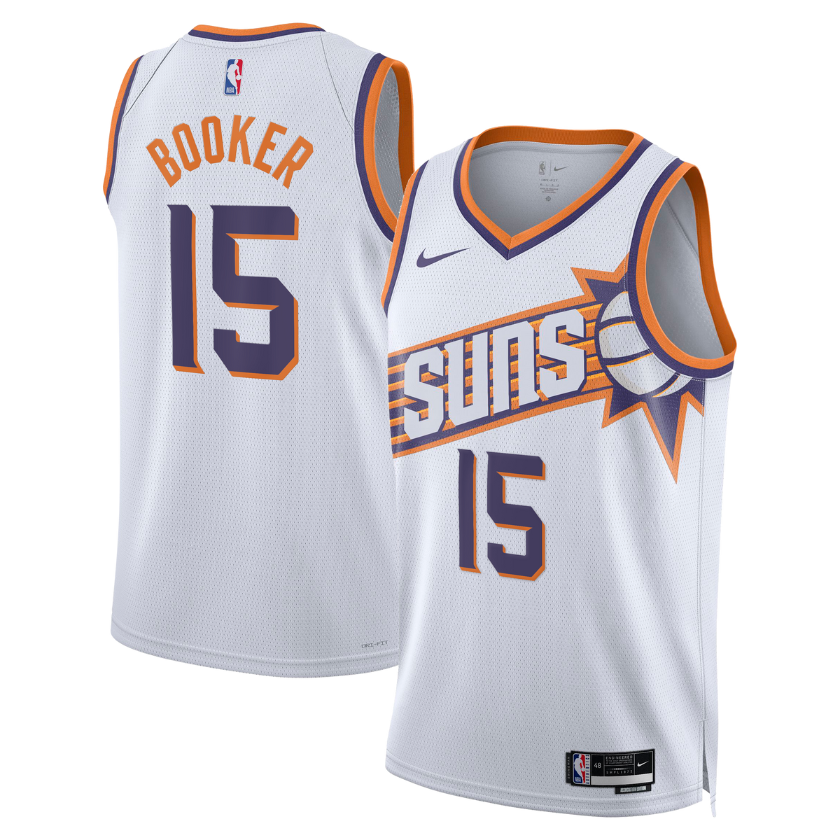 Phoenix Suns Association Edition Swingman Basketball Jersey - White - Devin Booker - Unisex product image 1, provided for