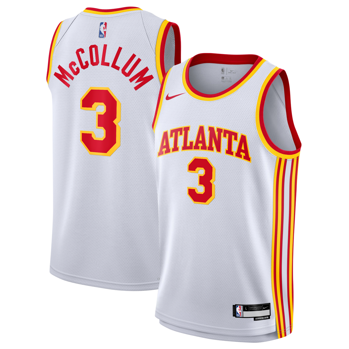 CJ McCollum Atlanta Hawks Association Edition Swingman Jersey - White - Youth product image 2, provided for visual reference