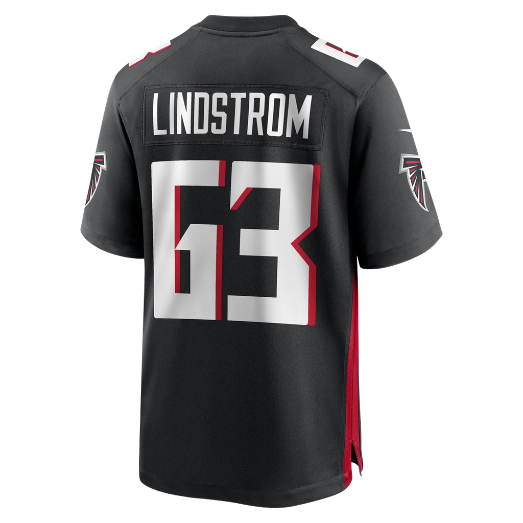 Atlanta Falcons Chris Lindstrom Black Game Jersey product image 3, provided for visual reference and product detail review