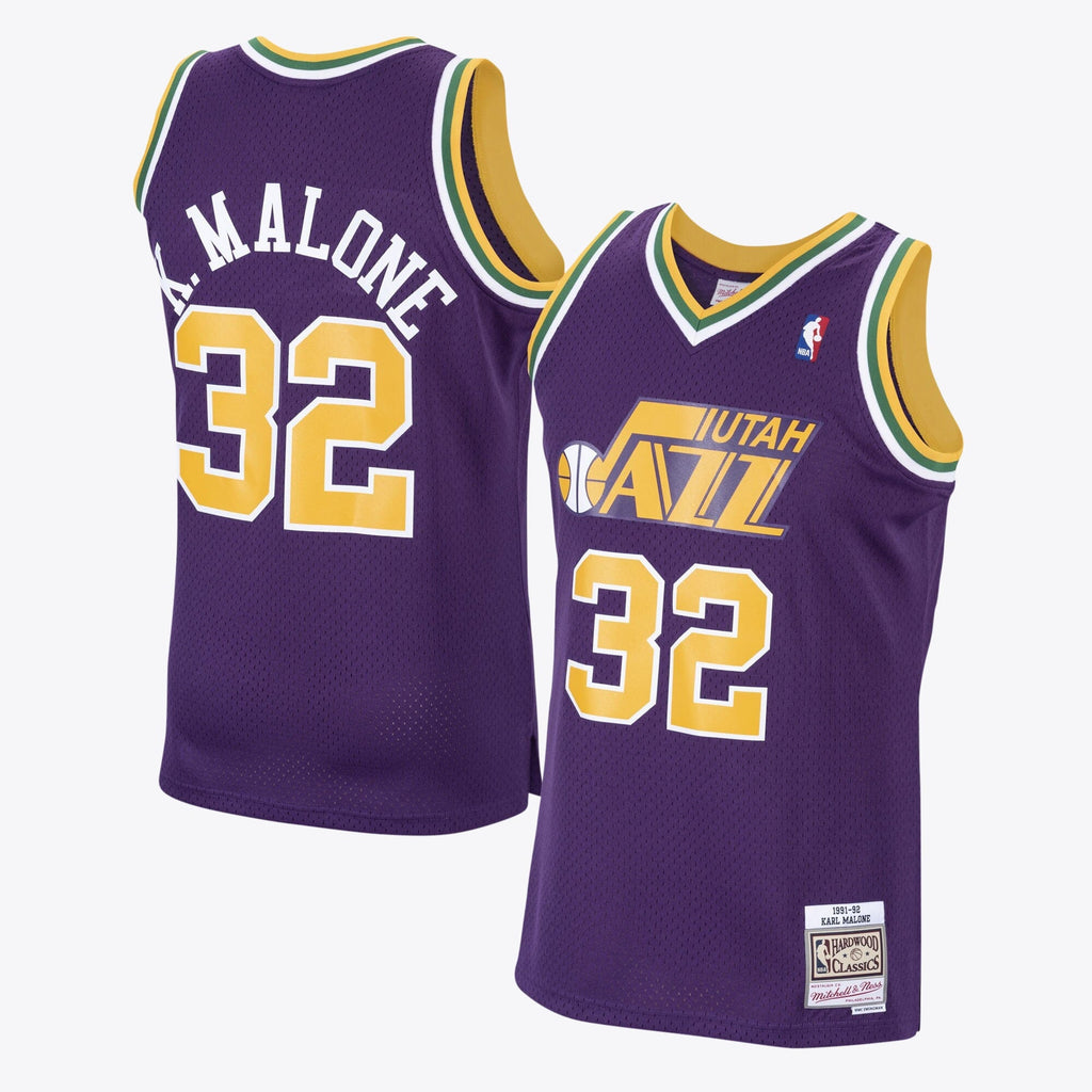 Karl Malone Utah Jazz 1991 Hardwood Classics Swingman Road Jersey - Purple - Mens product image 1, provided for visual