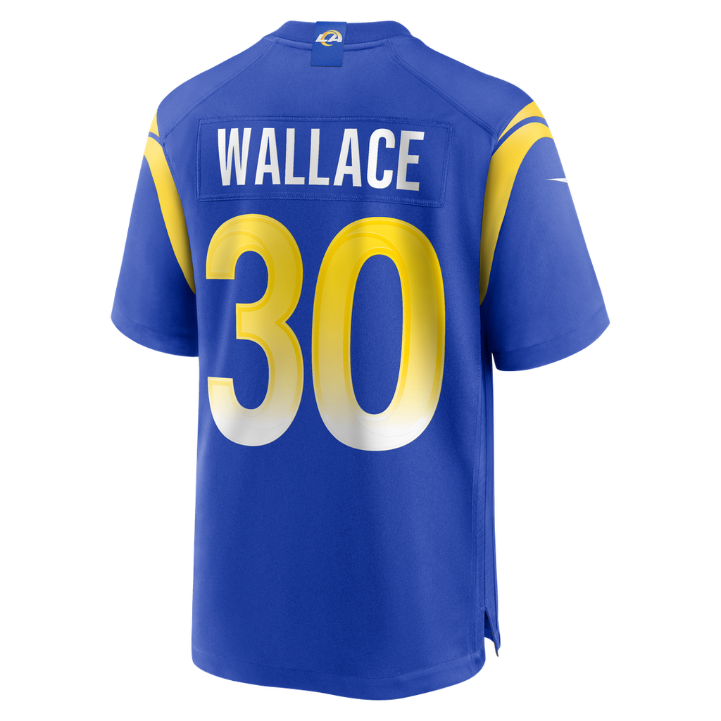 Los Angeles Rams Josh Wallace Royal Game Jersey product image 3, provided for visual reference and product detail review