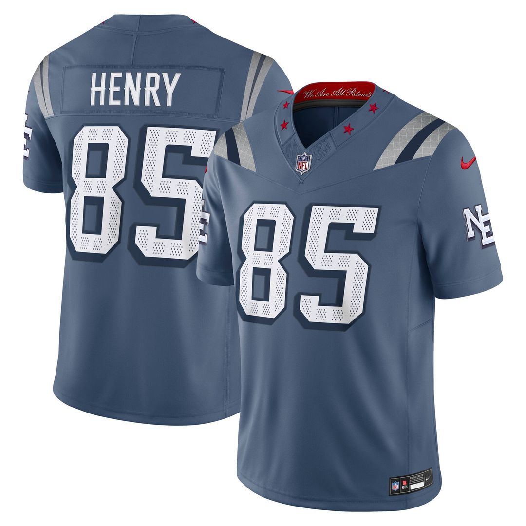 New England Patriots Hunter Henry Blue Rivalries Collection Stitched Limited Jersey product image 1, provided for visual