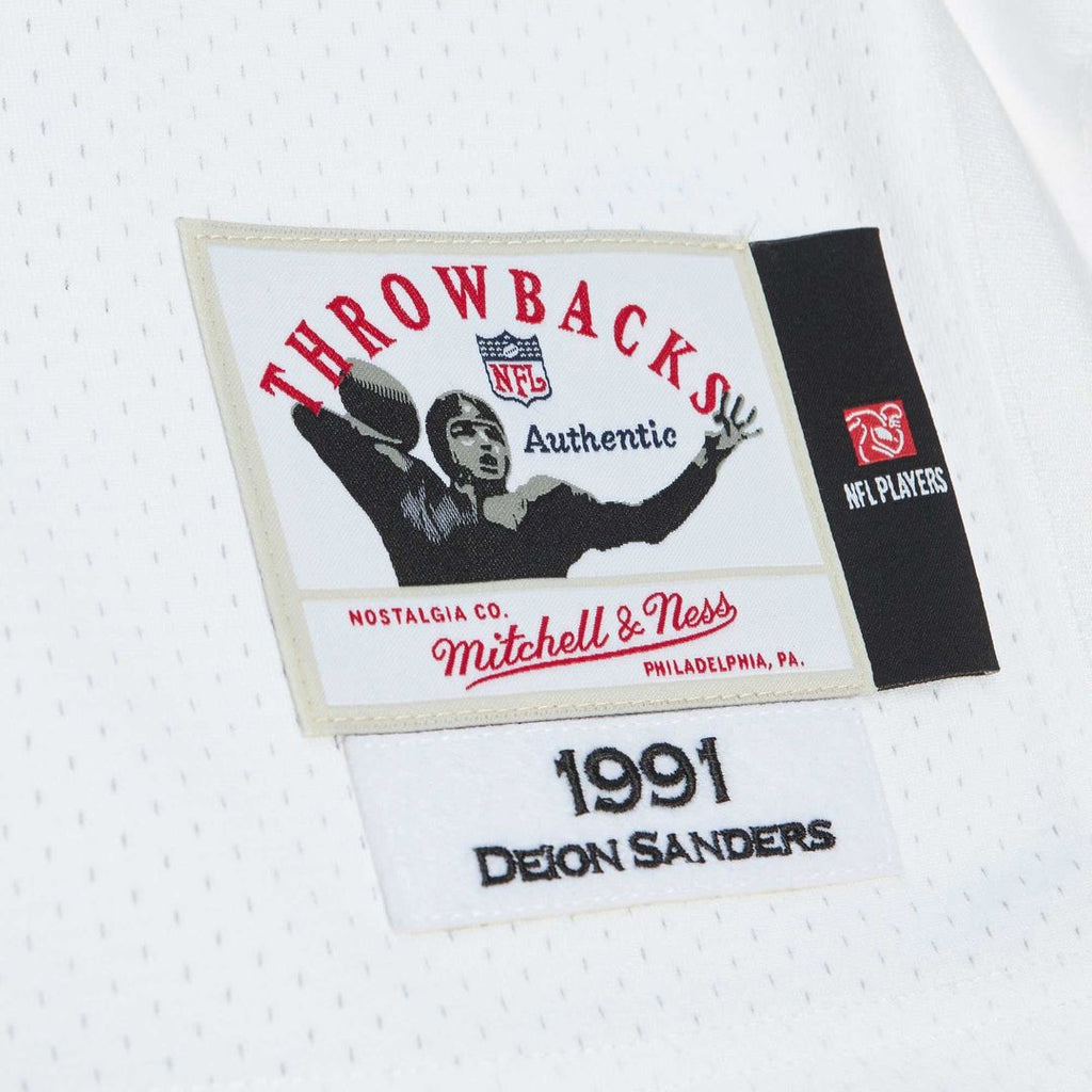 Atlanta Falcons 1991 Deion Sanders White Authentic Throwback Retired Player Jersey product image 5, provided for visual
