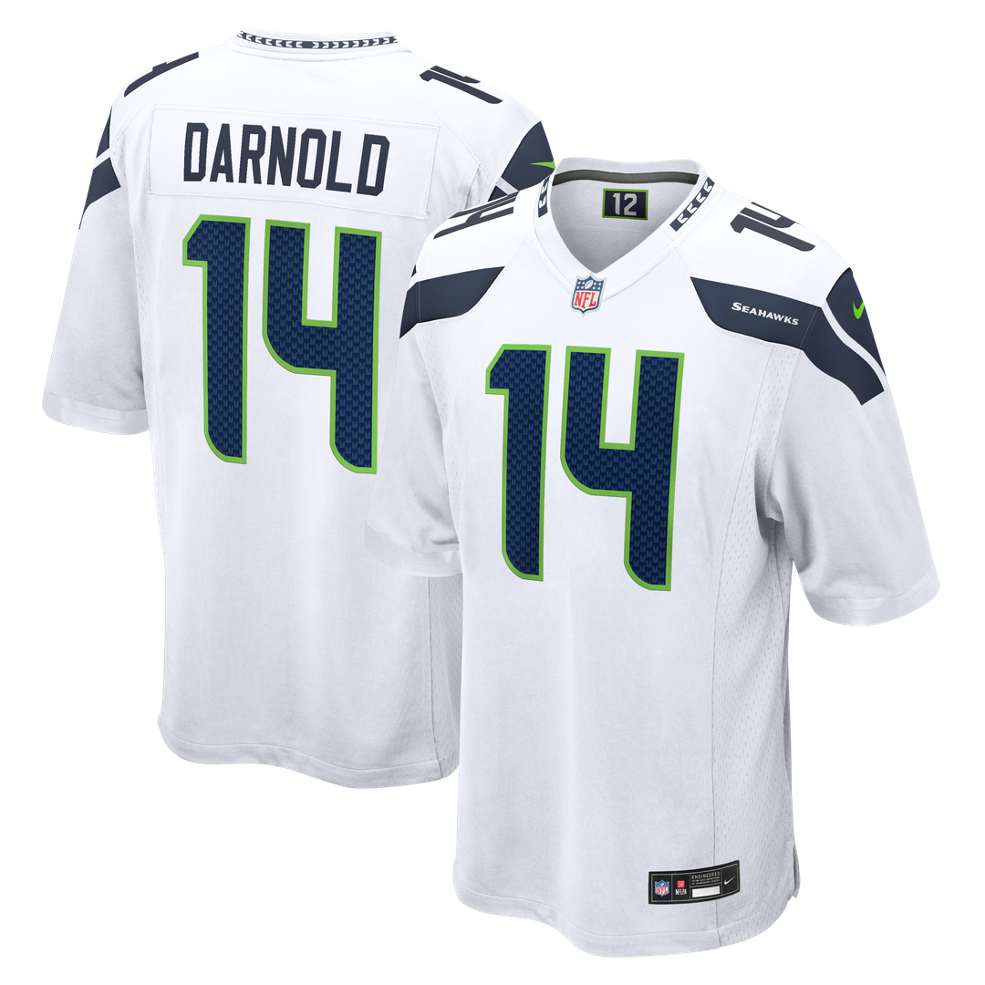 Seattle Seahawks Sam Darnold White Game Jersey product image 1, provided for visual reference and product detail review