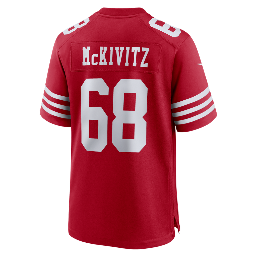 San Francisco 49ers Colton McKivitz Scarlet Game Jersey product image 3, provided for visual reference and product detail