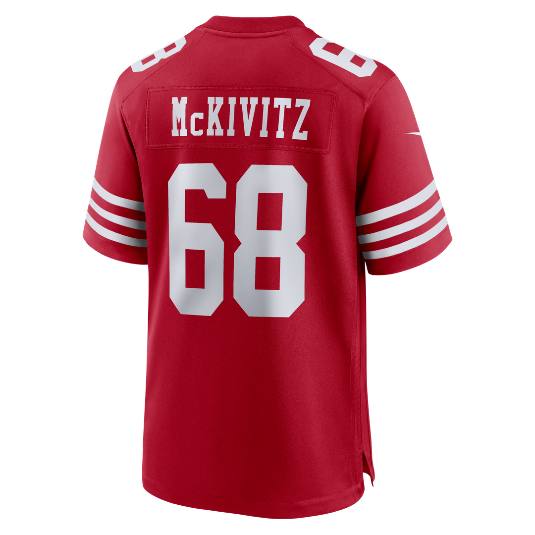 San Francisco 49ers Colton McKivitz Scarlet Game Jersey product image 3, provided for visual reference and product detail