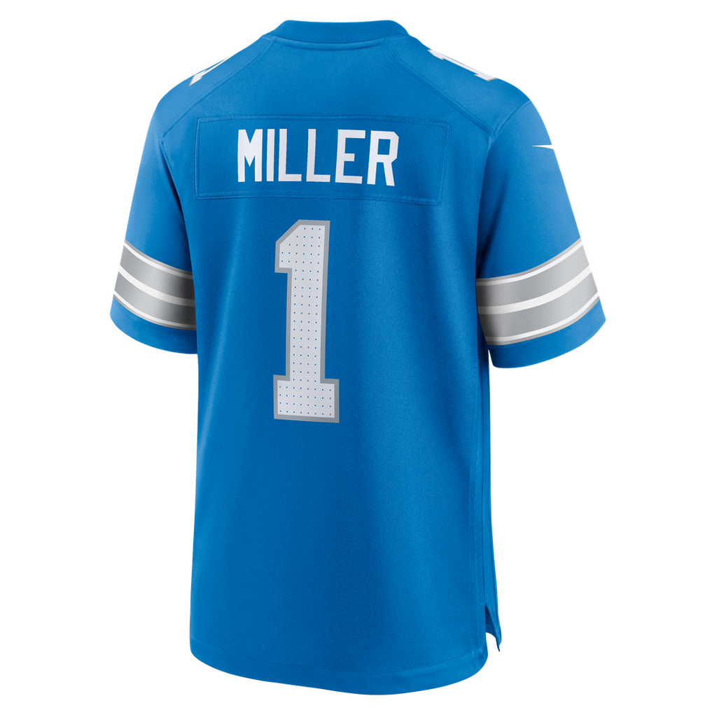 Detroit Lions Blake Miller Blue Team Game Jersey product image 3, provided for visual reference and product detail review