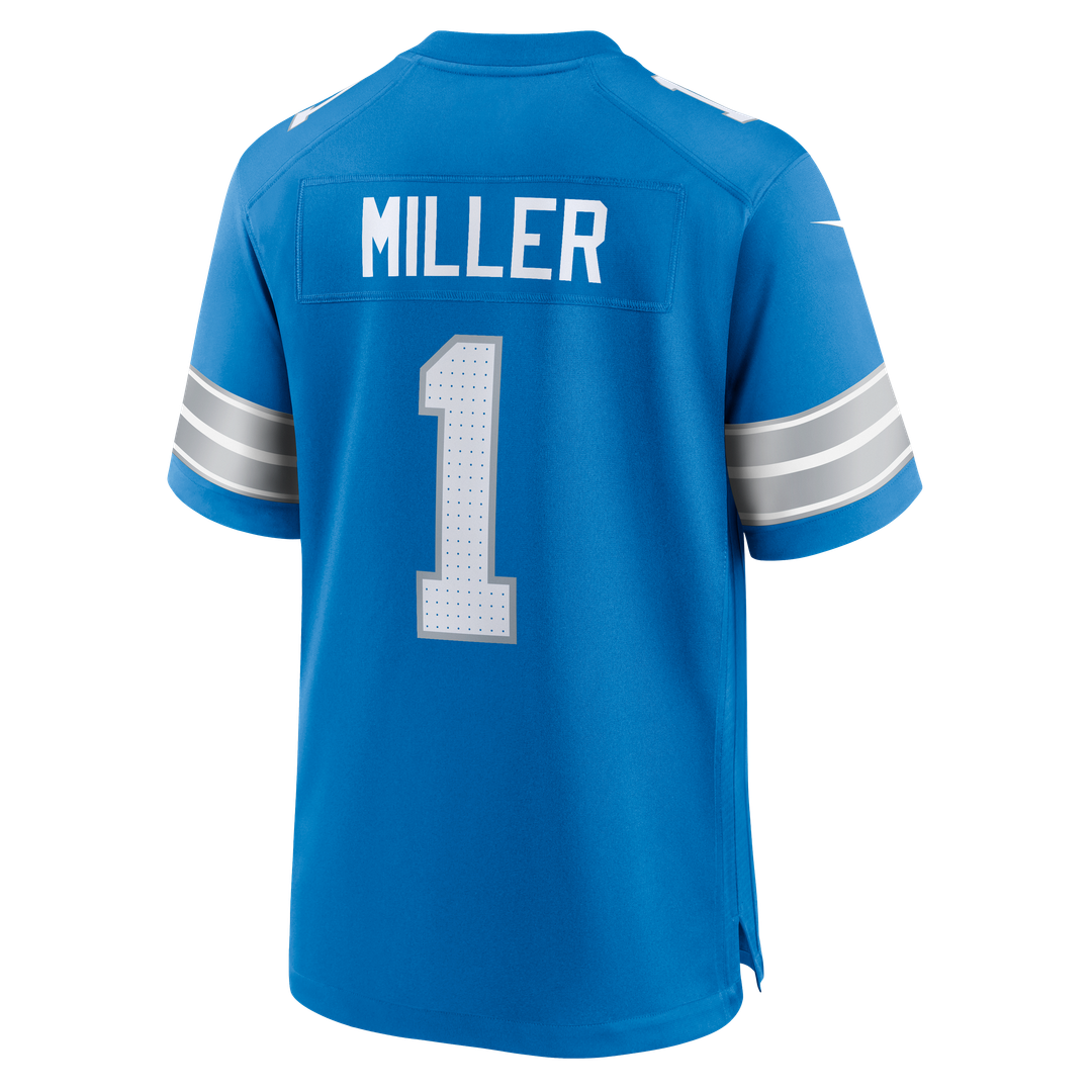 Detroit Lions Blake Miller Blue Team Game Jersey product image 3, provided for visual reference and product detail review